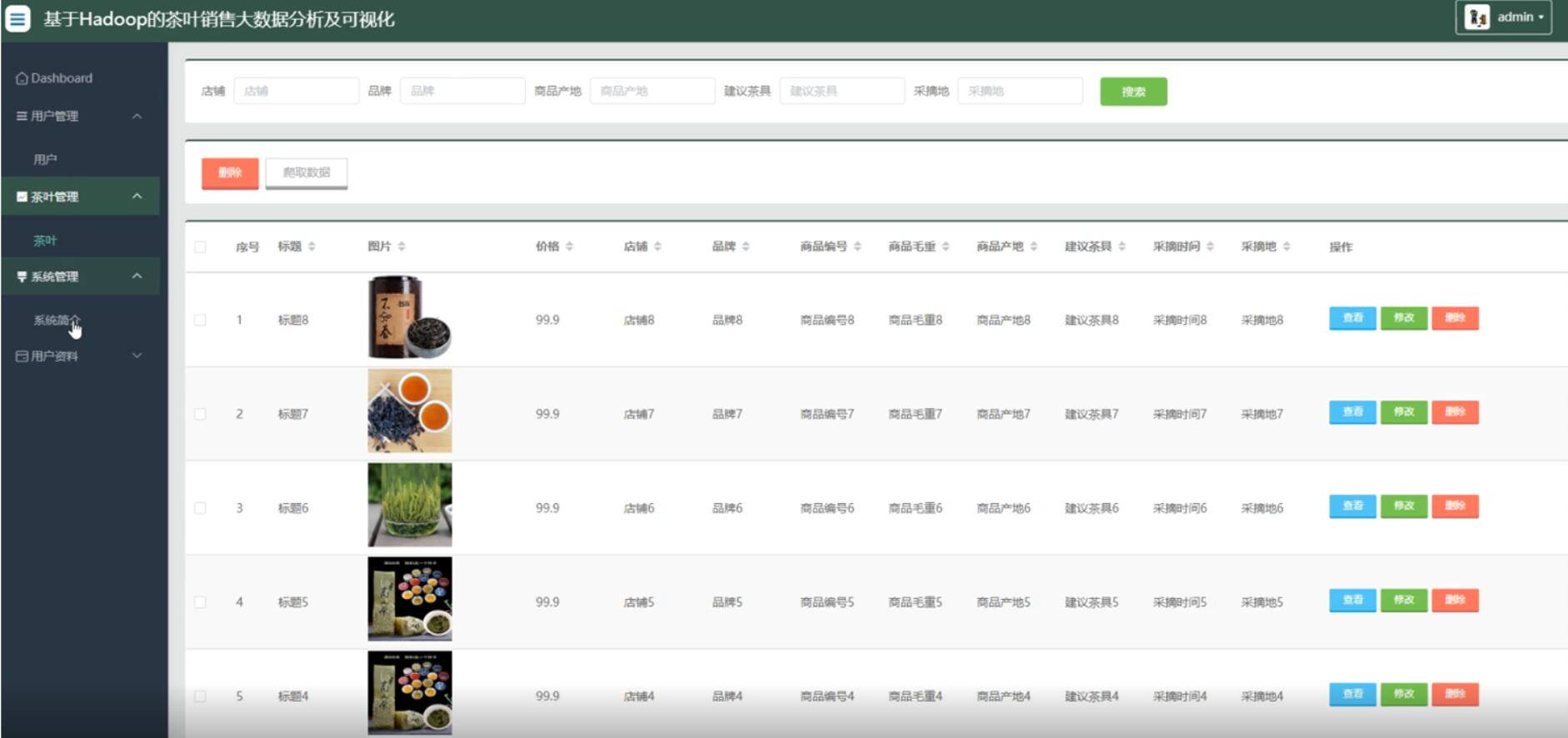 基于Hadoop的茶叶销售大数据分析及可视化-计算机毕业设计源码+LW文档